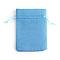 Polyester Imitation Burlap Packing Pouches Drawstring Bags, Dodger Blue, 9x7cm