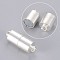 Brass Magnetic Clasps with Loops, Column, Silver, 16x6mm, Hole: 1.5mm