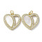 Brass Micro Pave Cubic Zirconia Pendants, Cadmium Free & Lead Free, with Shell, Heart, Real 18K Gold Plated, 19x18x3mm, Hole: 3mm
