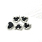 Alloy & Cellulose Acetate Pendants, Heart, Black, 21.5x20mm