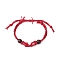 Adjustable Braided Waxed Cotton Macrame Pouch Bracelet Making, Interchangeable Empty Stone Holder, with Wood Bead, Crimson, 1/4 inch(0.65cm), Inner Diameter: 2-1/4~3-5/8 inch(5.8~9.2cm)