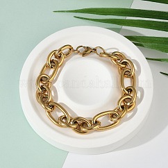 Ion Plating(IP) 304 Stainless Steel Cross Chain Bracelets, Polished Jewelry, with Lobster Claw Clasps, Golden, 8.27 inch(21cm), link: 20~21x13x3mm and 15~16x12x3mm