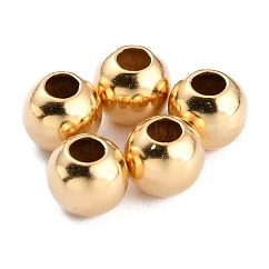 Brass Spacer Beads, Cadmium Free & Lead Free, Long-Lasting Plated, Round, Real 24K Gold Plated, 4x3.5mm, Hole: 1.6mm