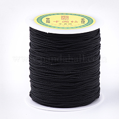 Nylon Braided Cord, Chinese Knotting Cord for Beading Jewelry Making Macrame Craft, Black, 1.5mm, about 120.29 yards(110m)/roll