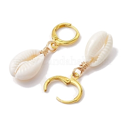 Natural Mixed Cowrie Shell Hoop Earrings&nbsp;EJEW-JE05777