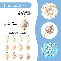 30Pcs 3 Colors Natural Cultured Freshwater Pearl Pendant&nbsp;PALLOY-YW00058