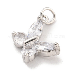 Rack Plating Brass Micro Pave CLear Cubic Zirconia Charms&nbsp;KK-Q814-04P