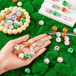 DIY Sports Ball Wood & 304 Stainless Steel  Keychain Making Kits&nbsp;DIY-TA0010-99