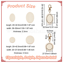 12Pcs 2 Style Oval/Round Wood Pendant Cabochon Settings Pendant Decorations&nbsp;KEYC-AB00025
