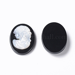 Natural Dyed & Heated Black Agate Cameo Cabochons&nbsp;G-L556-E