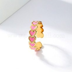 201 Stainless Steel Enamel Cute Sweet Delicate Heart Cuff Ring for Daily Romantic Gift&nbsp;MP6102