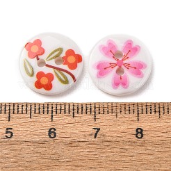 2-Hole Printed Opaque Resin Buttons&nbsp;RE-CBADF5A-15