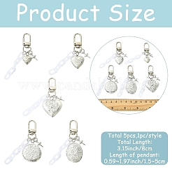 5Pcs Brass Locket & Alloy Star & Acrylic Oval Link Pendant Decorations&nbsp;HJEW-YW00470