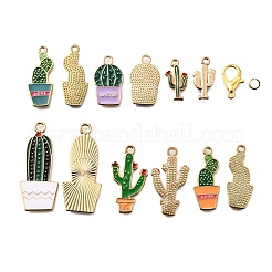 DIY Alloy Enamel Cactus Pendant Decotation Making Kits&nbsp;DIY-FP0001-42