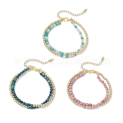3Pcs Natural Rhodonite & Chrysocolla & Lapis Lazuli &  Dyed Hemimorphite Round Beadeds Double-layered Bracelets for Women&nbsp;BJEW-JB12095