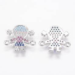 Brass Micro Pave Cubic Zirconia Links&nbsp;ZIRC-G111-17P