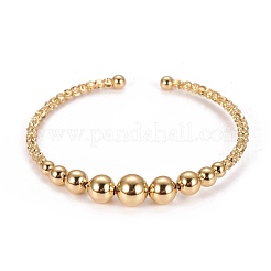 Long-Lasting Plated Brass Cuff Bangles&nbsp;BJEW-E370-10G
