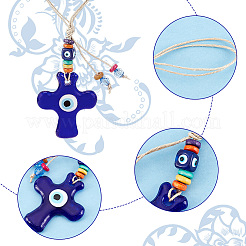 AHADEMAKER 4Pcs 4 Style Glass Evil Eye Pendant Decorations&nbsp;HJEW-GA0001-33