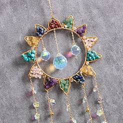 Sun Natural & Synthetic Mixed Stone Chips Hanging Suncatchers&nbsp;HJEW-F027-03