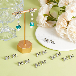 25 Pairs 304 Stainless Steel Bowknot Stud Earring Findings&nbsp;STAS-ME0003-34P