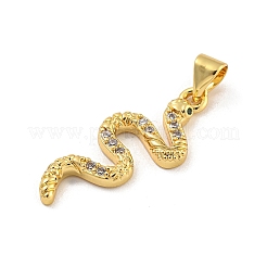 Snake Rack Plating Brass Micro Pave Cubic Zirconia Pendants&nbsp;KK-G513-04G