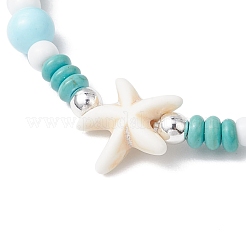 Synthetic Turquoise & Porcelain & Dyed Natural Howlite Beads Stretch Bracelets for Women&nbsp;BJEW-JB11793-01
