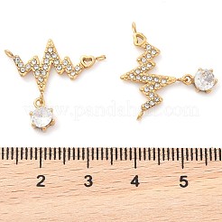 304 Stainless Steel Rhinestone Heartbeat Connector Charms&nbsp;STAS-Q340-04G-02