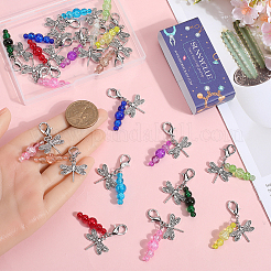 Dragonfly Glass & Alloy Pendant Locking Stitch Markers&nbsp;HJEW-SC00078