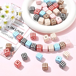 24Pcs 6 Colors Printed Opaque Acrylic Beads&nbsp;MACR-YW0004-77