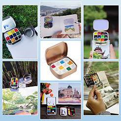 Rectangle Iron Tin Cans with 12-Grid Plastic Empty Watercolor Paint Pans&nbsp;CON-PH0003-12