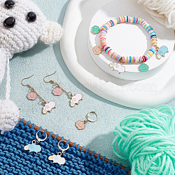 Sheep & Cloud Alloy Enamel Pendant Locking Stitch Markers&nbsp;HJEW-AB00131