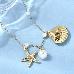 304 Stainless Steel Starfish Shell Shape Pendant Necklaces for Women&nbsp;NJEW-F356-02G