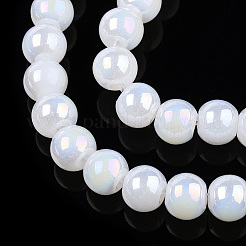 Electroplate Imitation Jade Glass Beads Strands&nbsp;GLAA-T032-J4mm-AB01