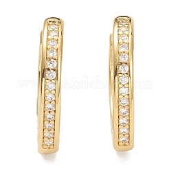 Brass Micro Pave Clear Cubic Zirconia Huggie Hoop Earrings&nbsp;EJEW-A058-26