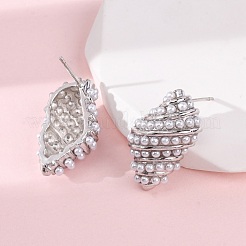 Brass Conch Stud Earrings&nbsp;EJEW-H165-01C-P