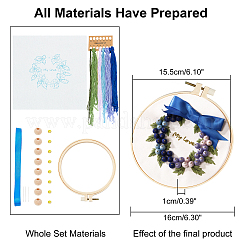 Christmas Theme Mistletoe/Holly Leaf Pattern Embroidery Starter Kit&nbsp;DIY-WH0250-48