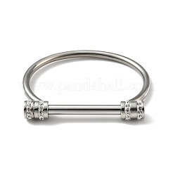 304 Stainless Steel D Shape Bar Screw Bangle with Cubic Zirconia&nbsp;LS-STAS-E057-01P