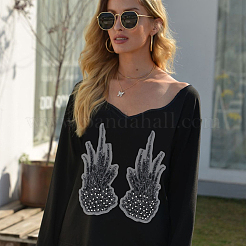 2Pcs 2 Styles Polyester Embroidery Sew on Appliques&nbsp;DIY-CY0001-02B-03