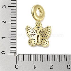 Rack Plating Brass Micro Pave Clear Cubic Zirconia European Dangle Charms&nbsp;KK-R163-09G