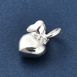 925 Sterling Silver Double Heart Charms&nbsp;FIND-Z069-03S