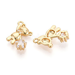 Brass Micro Pave Clear Cubic Zirconia Pendants&nbsp;KK-T078-02G-04