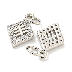 Rack Plating Brass Micro Pave Clear Cubic Zirconia Pendants&nbsp;KK-B093-08P