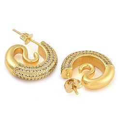 Brass Micro Pave Clear Cubic Zirconia Stud Earrings&nbsp;EJEW-K293-22G