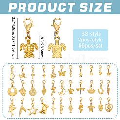 66Pcs 33 Style Alloy Pendant Decorations&nbsp;HJEW-PH02487