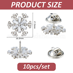 10Pcs Snowflake Alloy Rhinestone Lapel Pin Backs&nbsp;JEWB-FH0002-52