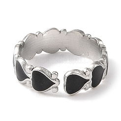 304 Stainless Steel Enamel Open Cuff Rings for Women&nbsp;RJEW-F166-19P-01