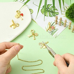 5Pcs 5 Styles Brass Micro Pave Clear Cubic Zirconia European Dangle Charms&nbsp;FIND-CJ0005-20