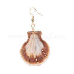 Copper Wire Wrapped Natural Scallop Shell Dangle Earring for Women&nbsp;EJEW-JE04721