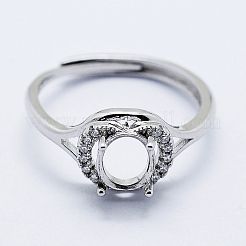 Anti-Tarnish Rhodium Plated 925 Sterling Silver Finger Ring Components&nbsp;STER-G027-15P