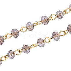 Handmade Rondelle Glass Beads Chains for Necklaces Bracelets Making&nbsp;AJEW-JB00037-05